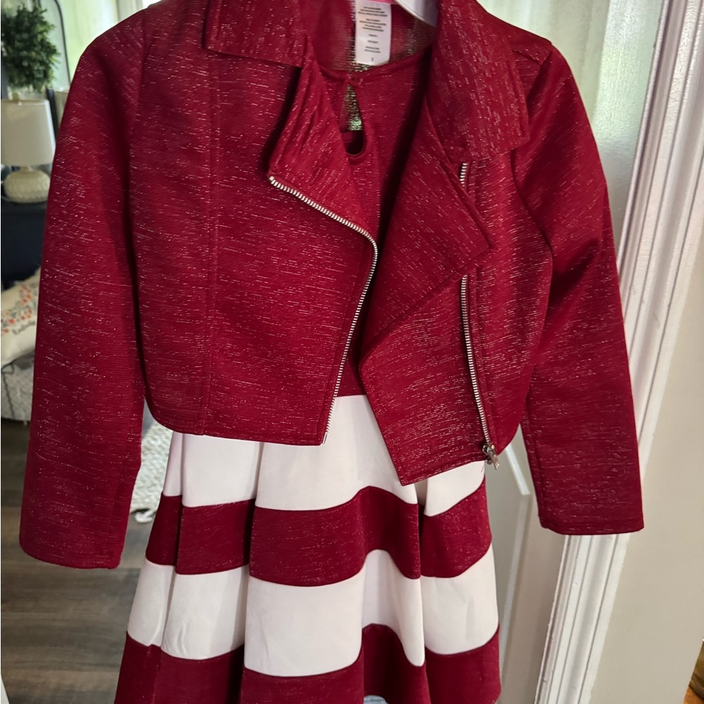 Elegant Red and White Formal Dress